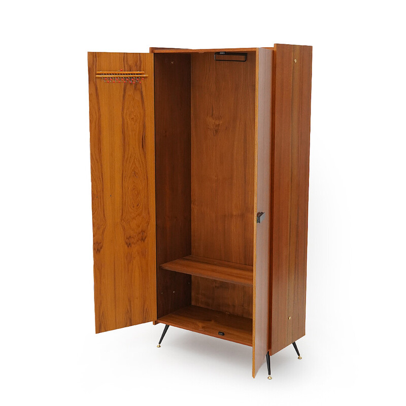 Vintage cabinet with needle feet in veneered wood, Italy 1960