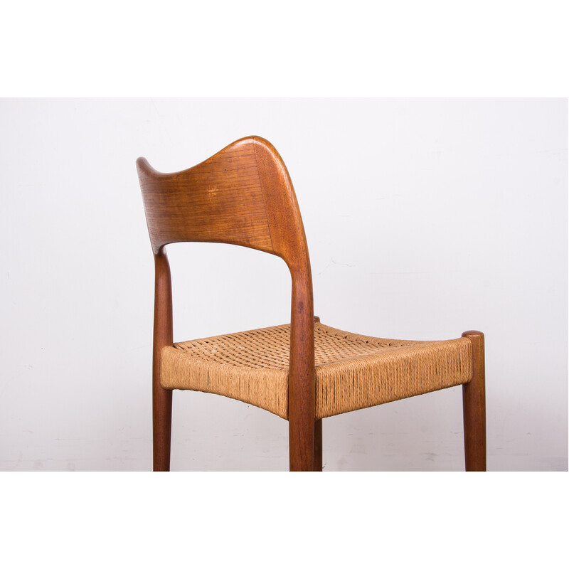 Set of 4 teak and rope chairs by Arne Hovmand Olsen for Mogens Kold, Denmark 1960