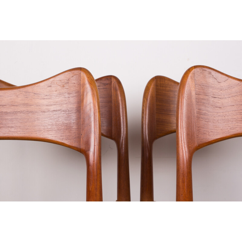 Set of 4 teak and rope chairs by Arne Hovmand Olsen for Mogens Kold, Denmark 1960