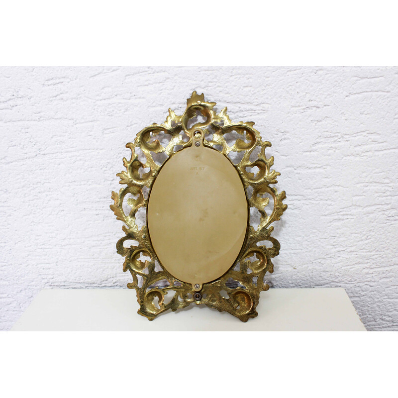 Vintage mirror with brass and plastic candlestick, France 1960