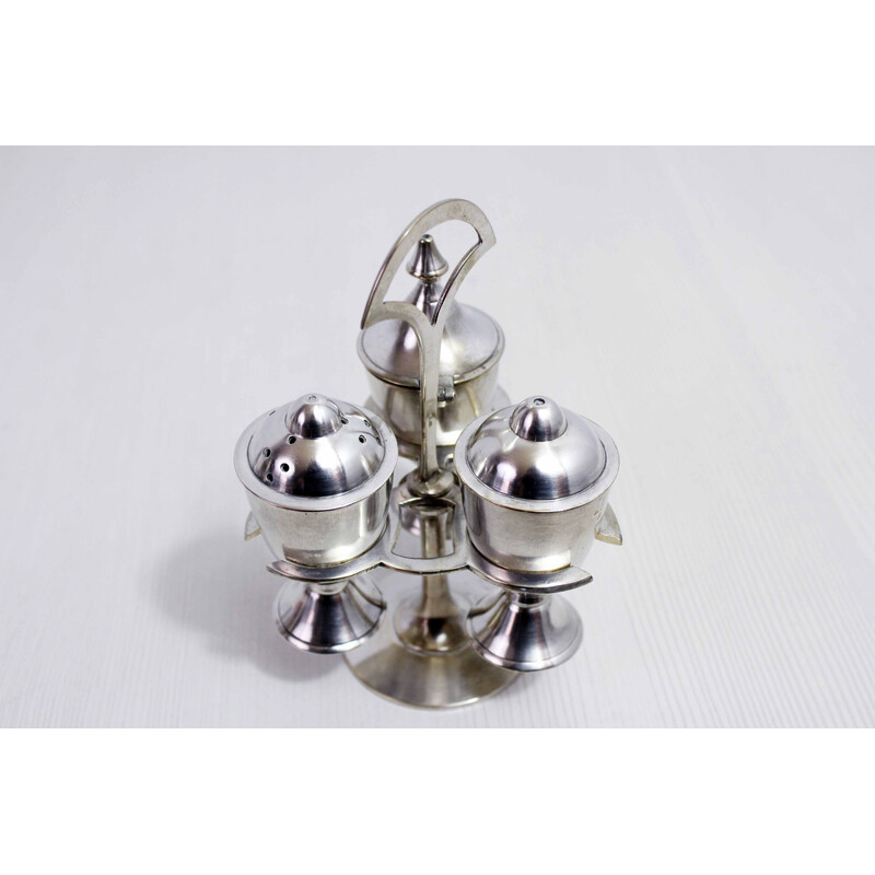 Vintage silver-plated salt and pepper shakers, England 1930