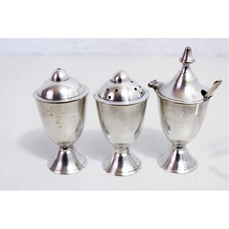 Vintage silver-plated salt and pepper shakers, England 1930