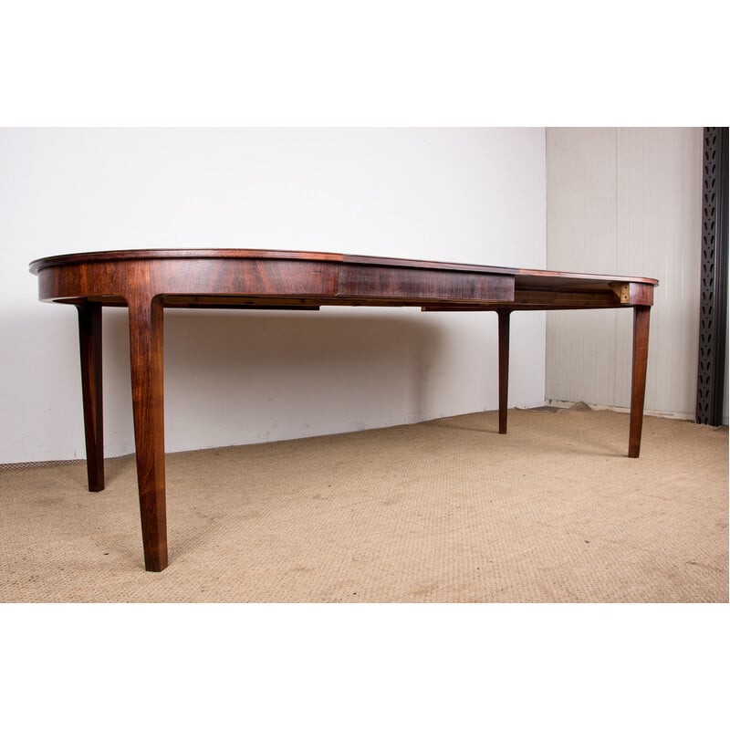 Vintage extendable rosewood dining table by Hugo Frandsen for Spottrup, Denmark 1960