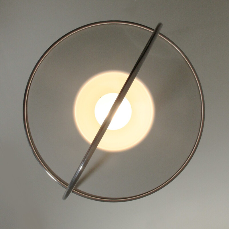 Silvery hanging lamp in metal - 1970s