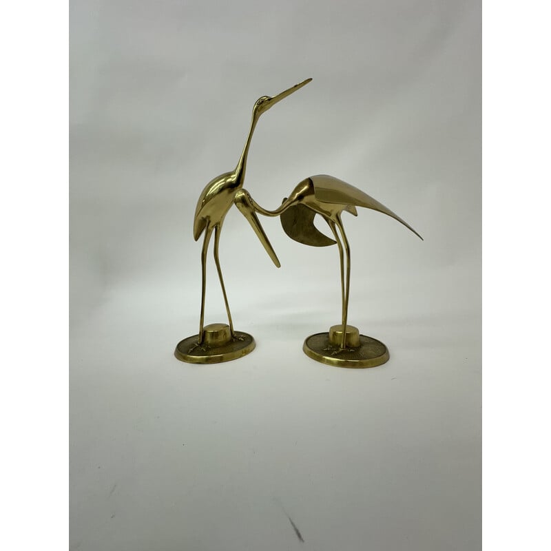 Pair of vintage gilded brass birds, 1970