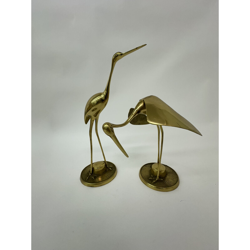 Pair of vintage gilded brass birds, 1970