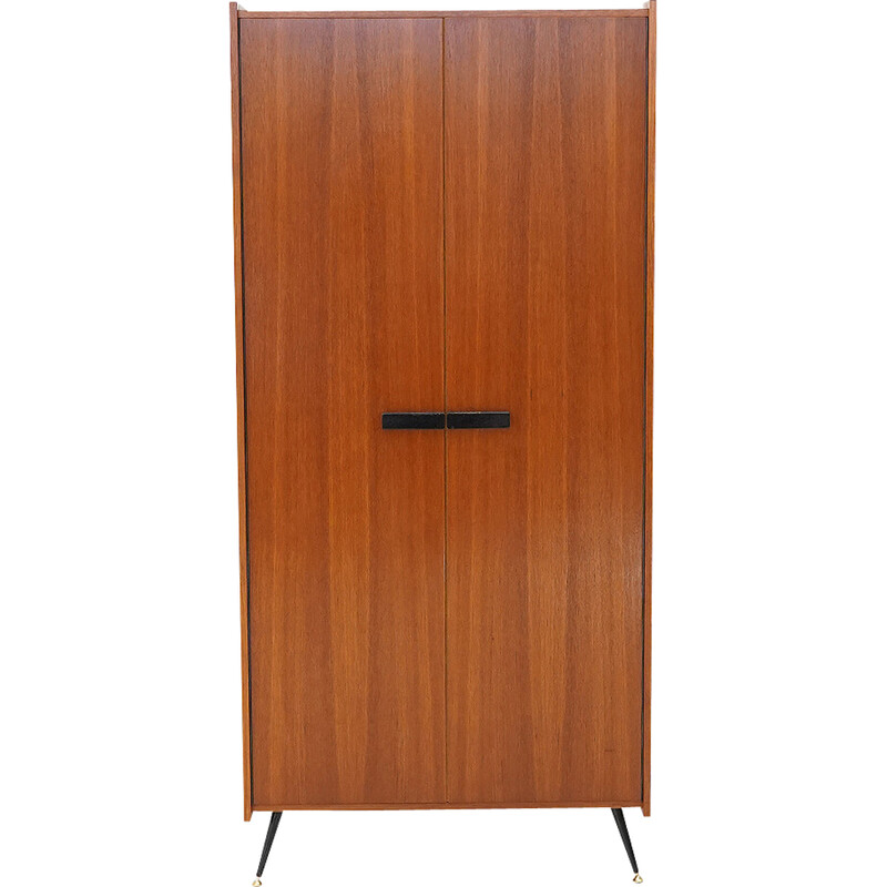 Vintage cabinet with needle feet in veneered wood, Italy 1960