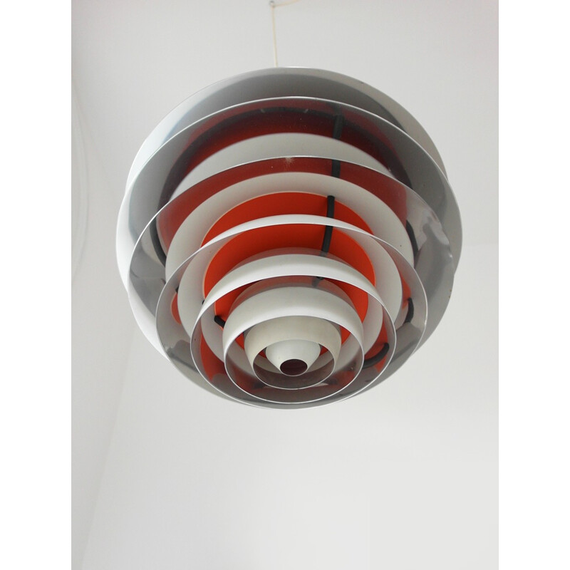 White Danish hanging lamp in aluminium by Poul Henningsen - 1960s