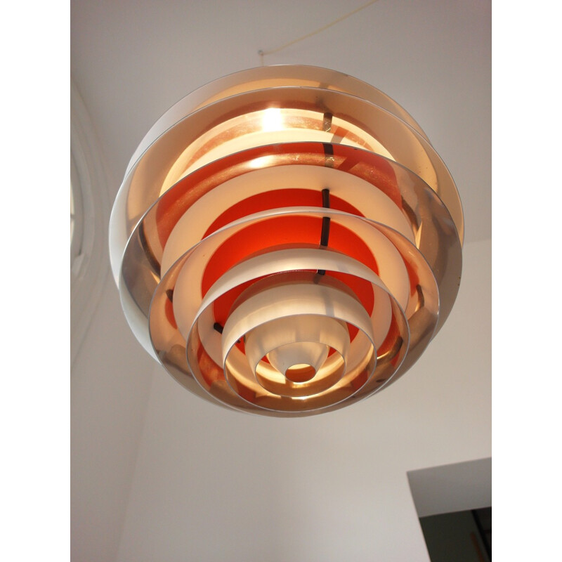 White Danish hanging lamp in aluminium by Poul Henningsen - 1960s