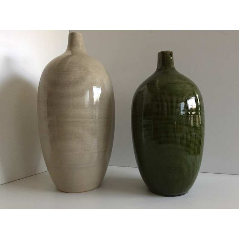 Pair of vintage ovoid Art Decorative ceramic vases