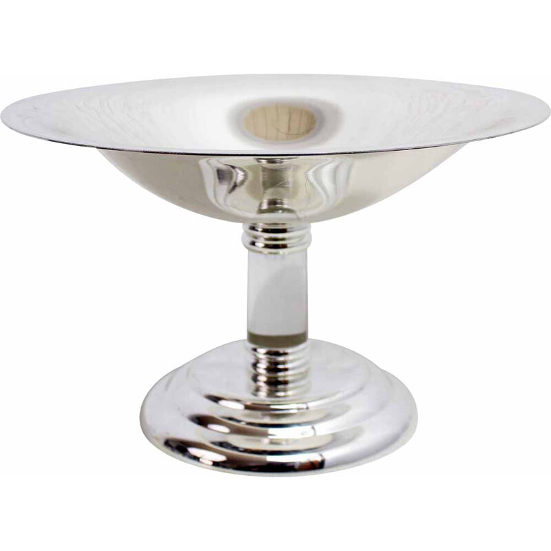 Vintage silver-plated and lucite bowl, 1970