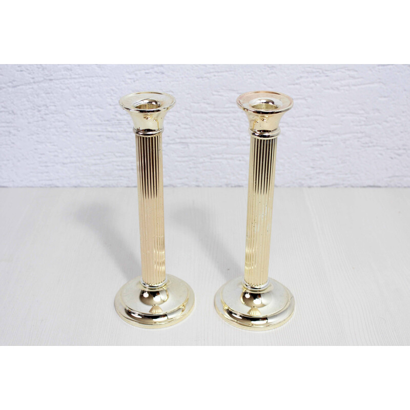 Pair of vintage candlesticks in gold metal