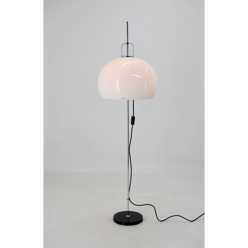 Lampadaire vintage ajustable en métal et plastique blanc par Guzzini pour Meblo, 1970