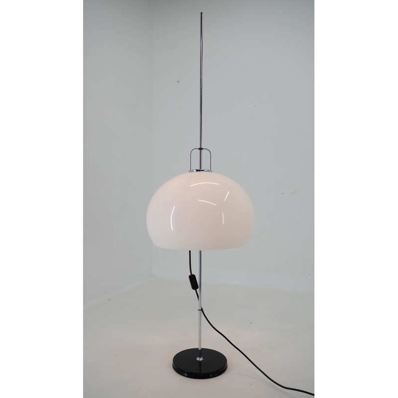Vintage adjustable floor lamp in metal and white plastic by Guzzini for Meblo, 1970
