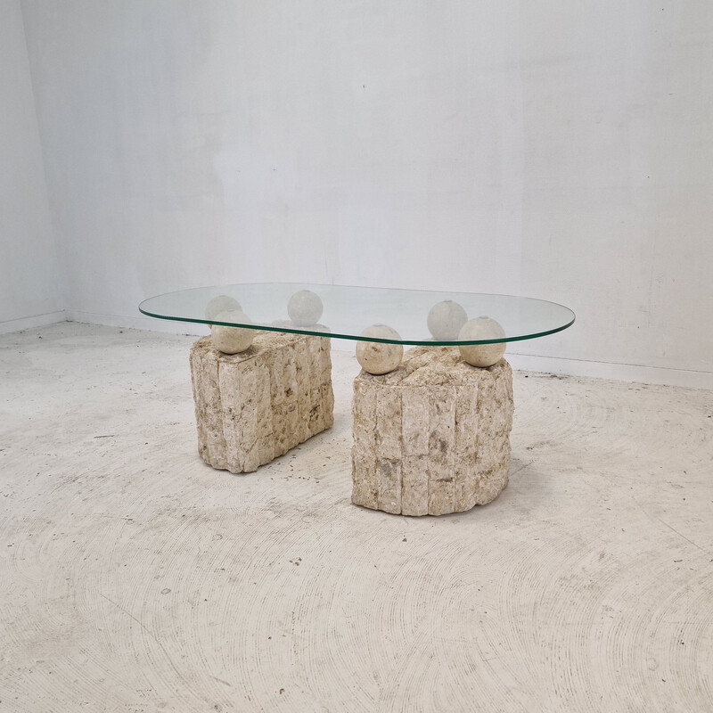 Vintage Mactan stone coffee table, 1980