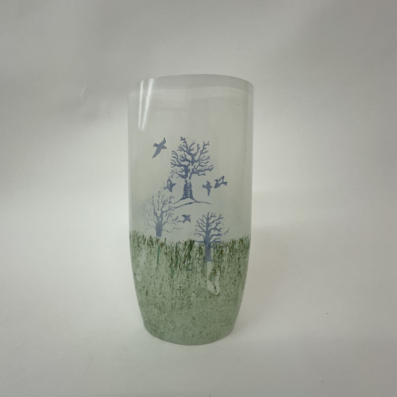 Vase vintage "Oktober" en verre par Kjell Engman pour Kosta Boda, 1990