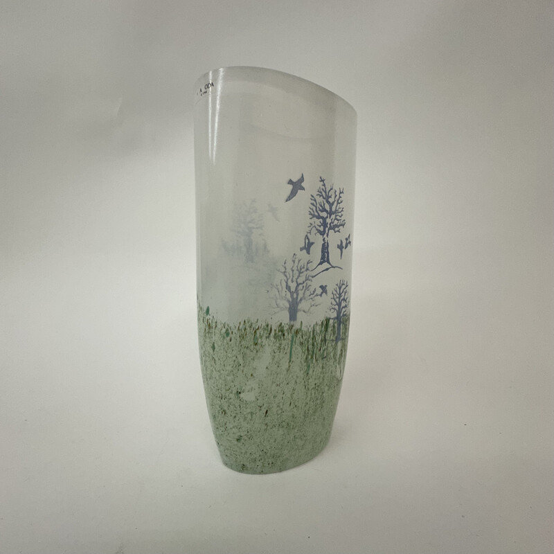 Vase vintage "Oktober" en verre par Kjell Engman pour Kosta Boda, 1990