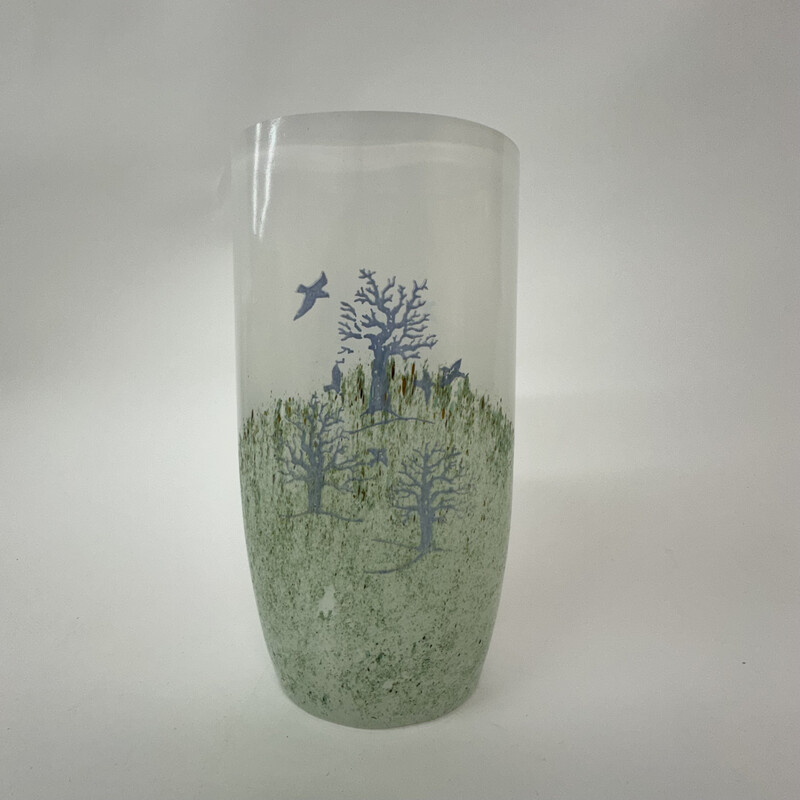 Vase vintage "Oktober" en verre par Kjell Engman pour Kosta Boda, 1990