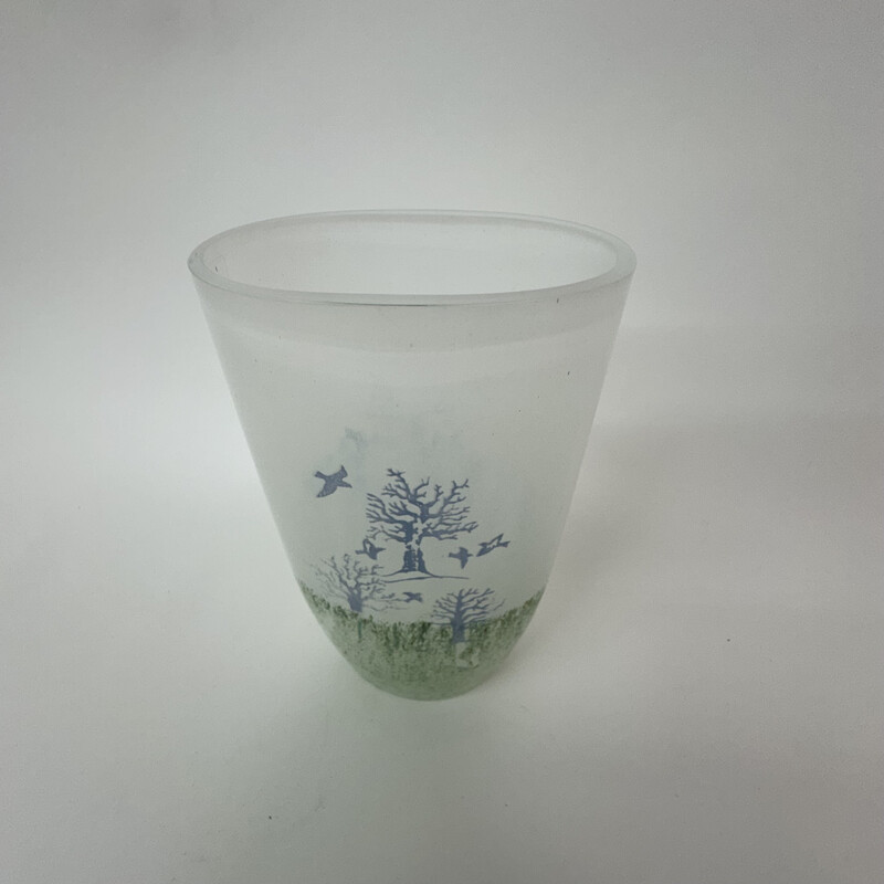 Vase vintage "Oktober" en verre par Kjell Engman pour Kosta Boda, 1990