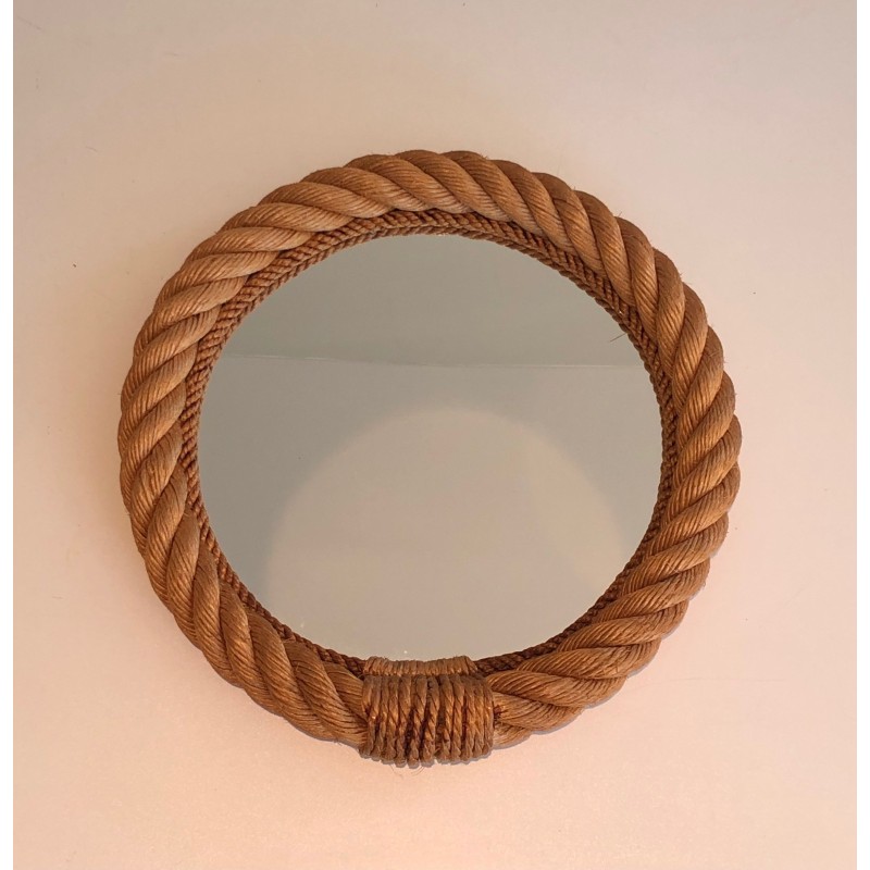 Vintage round rope mirror, France 1970
