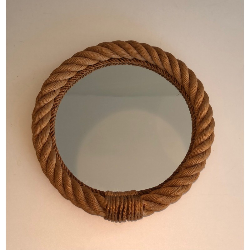 Vintage round rope mirror, France 1970