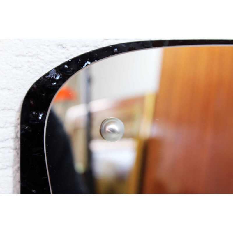Vintage oval free-form glass mirror, 1960
