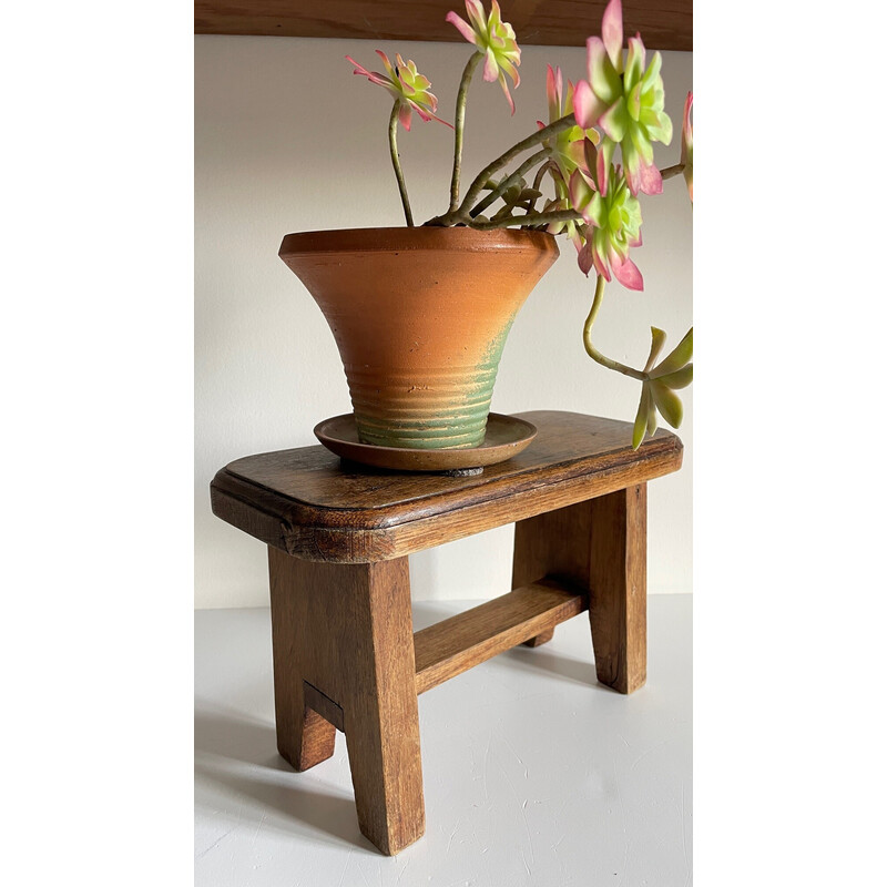 Vintage stool in waxed solid oak