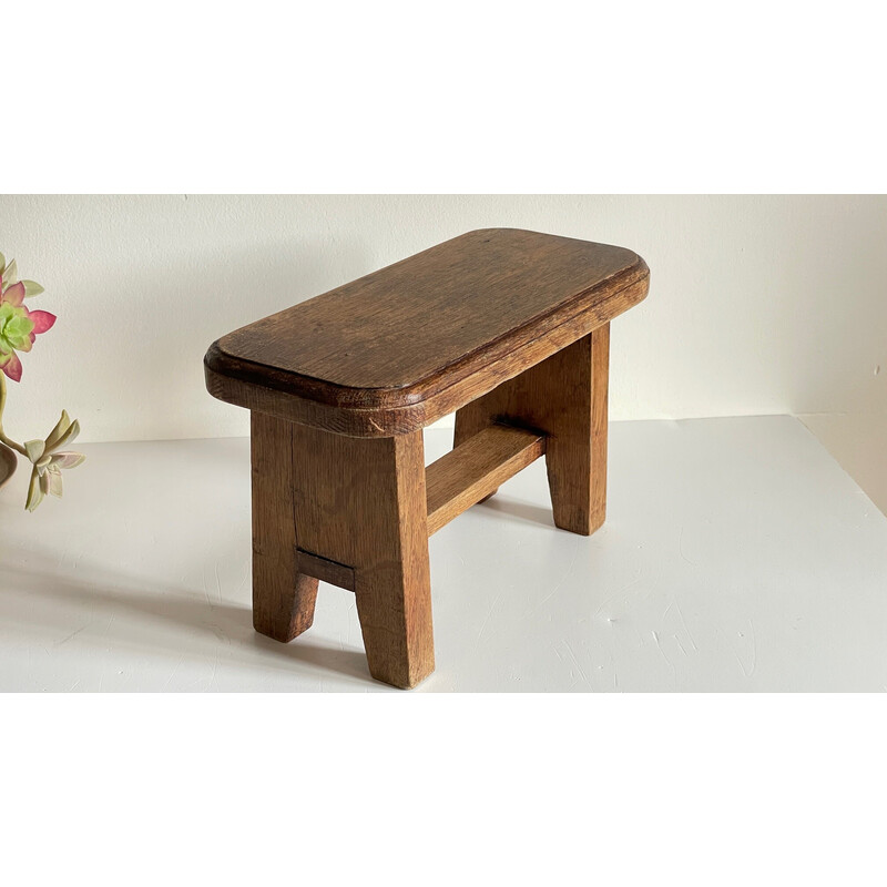 Vintage stool in waxed solid oak