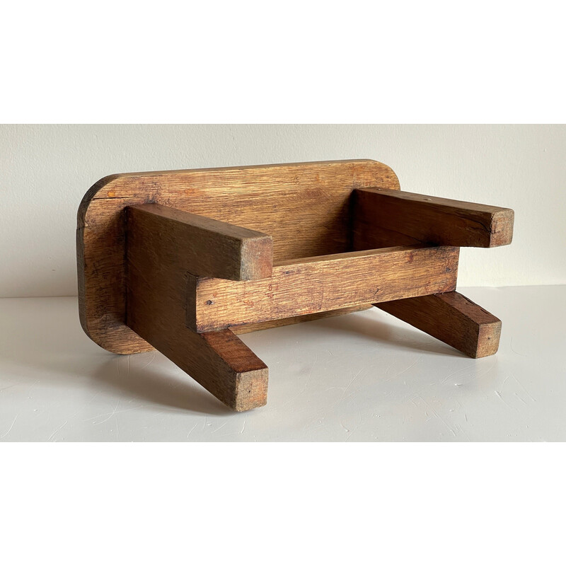 Vintage stool in waxed solid oak