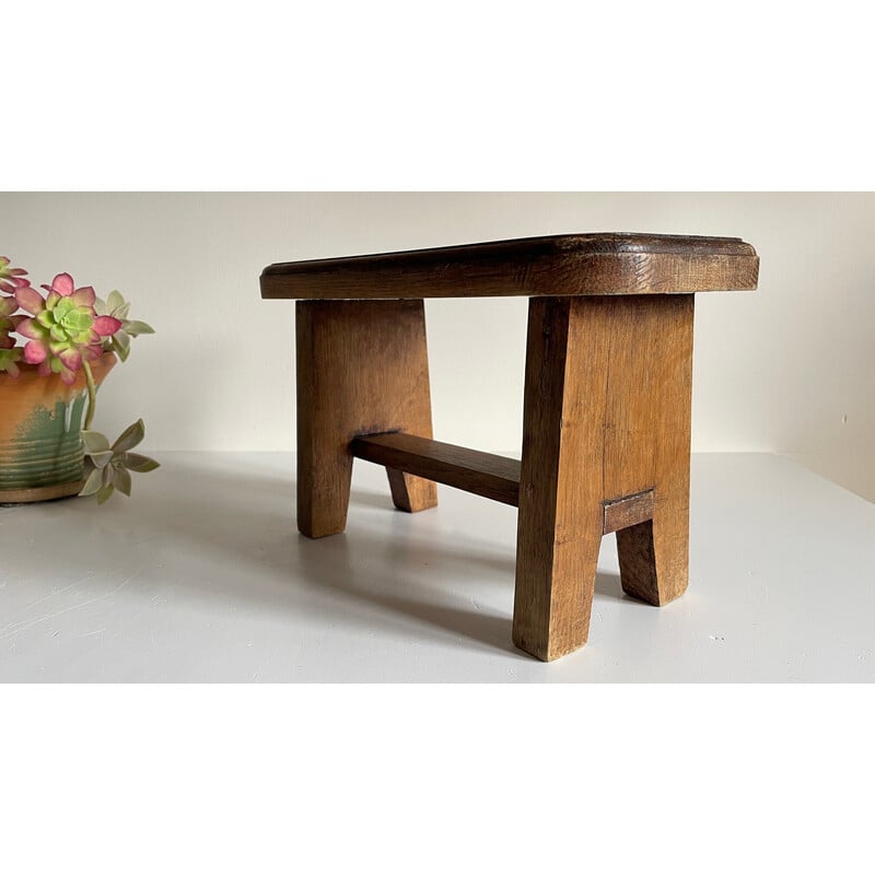 Vintage stool in waxed solid oak