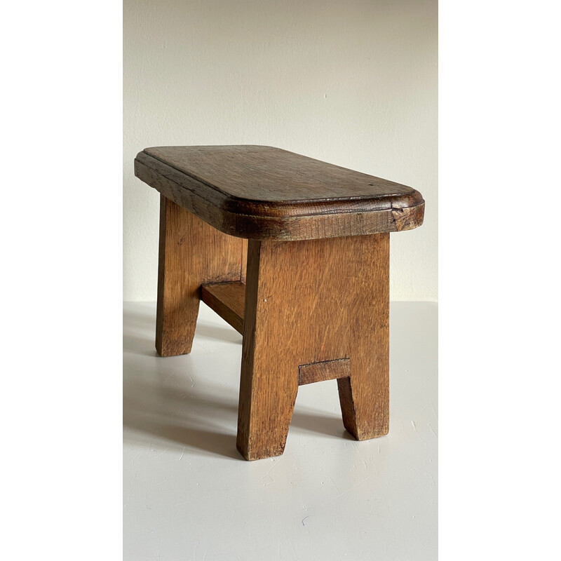 Vintage stool in waxed solid oak