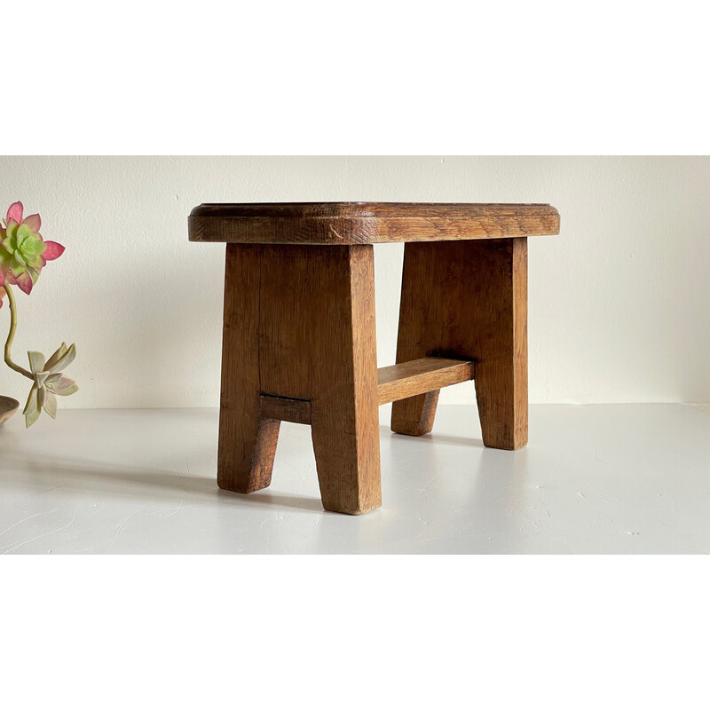 Vintage stool in waxed solid oak