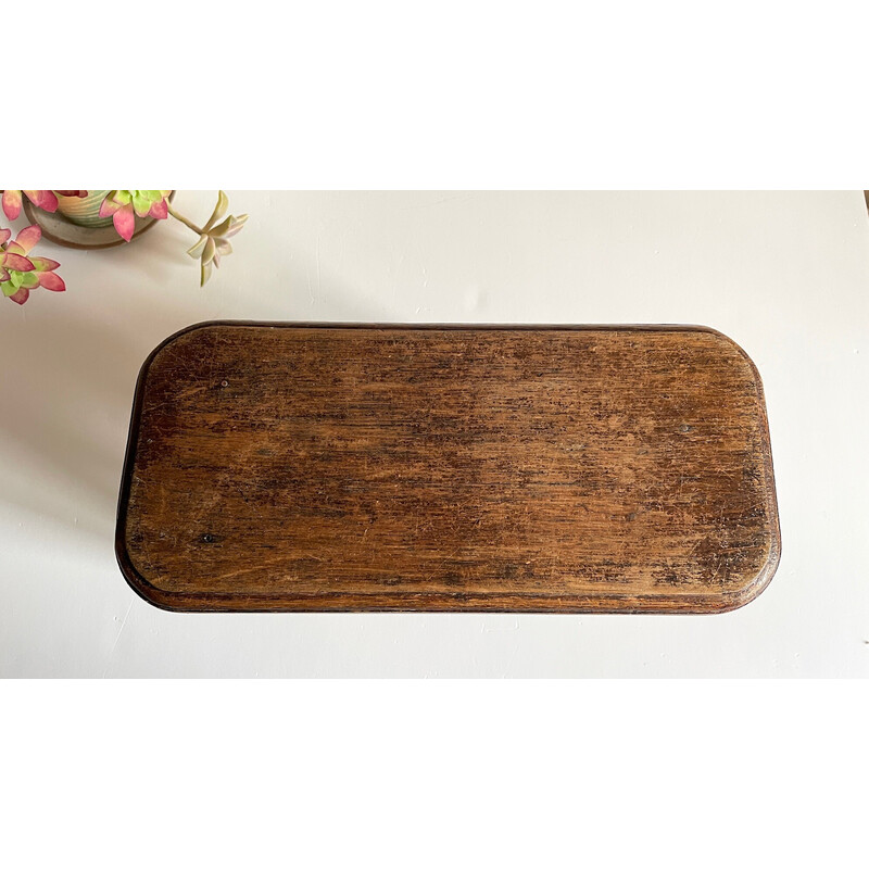 Vintage stool in waxed solid oak