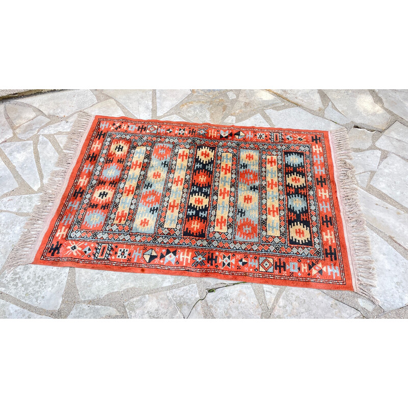 Tapis vintage en soie et coton