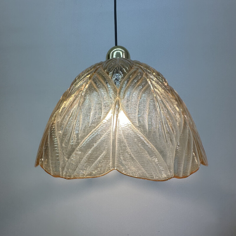 Vintage glass and plastic pendant lamp for Peil and Putzer, 1970
