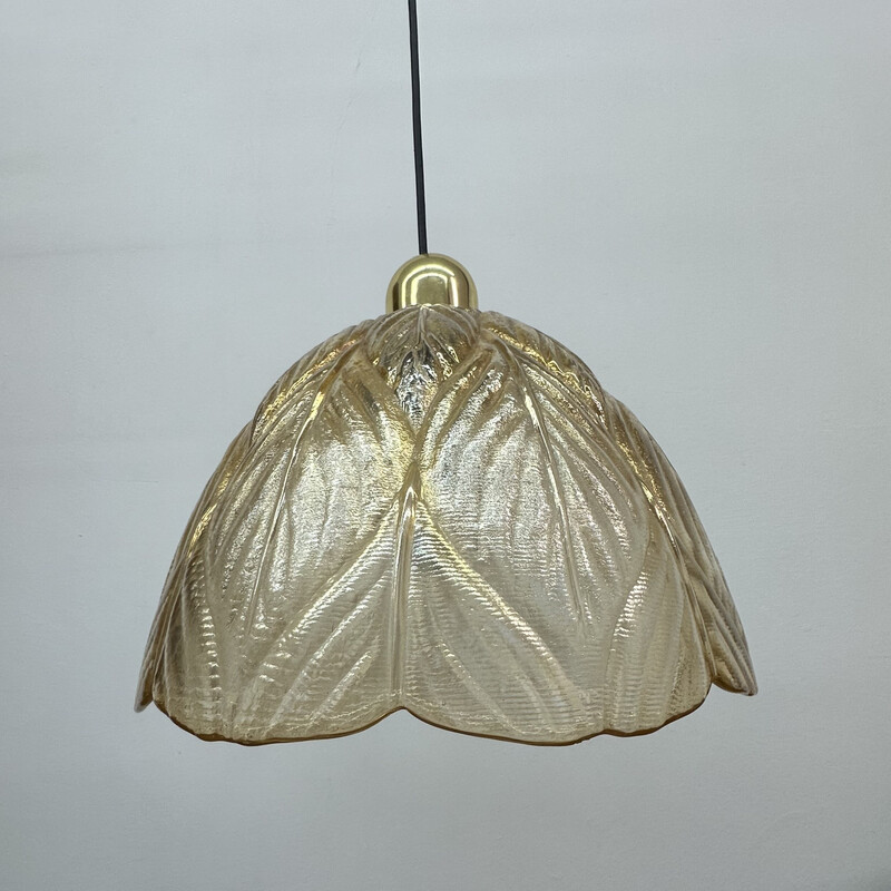 Vintage glass and plastic pendant lamp for Peil and Putzer, 1970