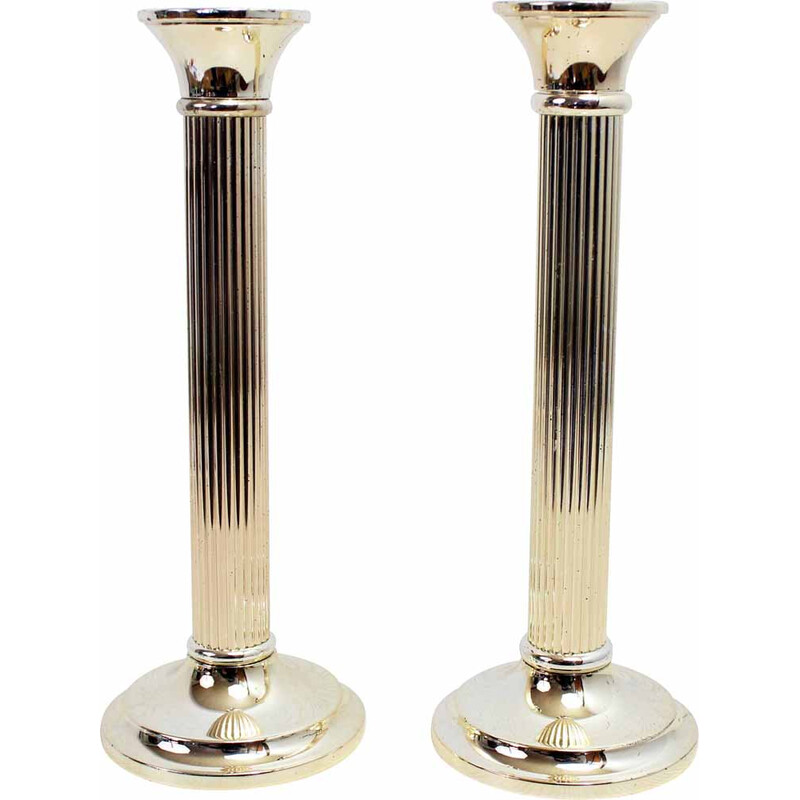 Pair of vintage candlesticks in gold metal