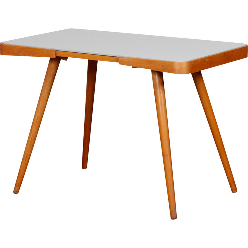 Vintage-Tisch aus Holz und Glas, opalisiert von Jiri Jiroutek, 1960