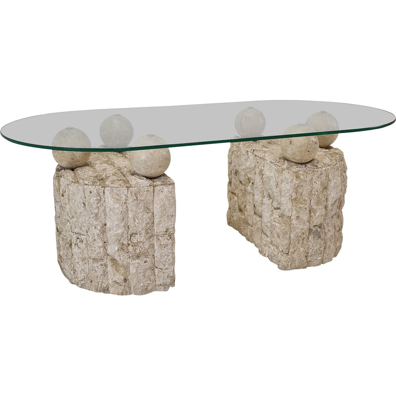 Vintage Mactan stone coffee table, 1980