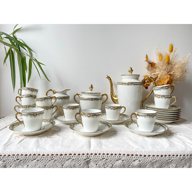 Vintage porcelain tea and coffee service for Chabrol et Poirier, France 1915