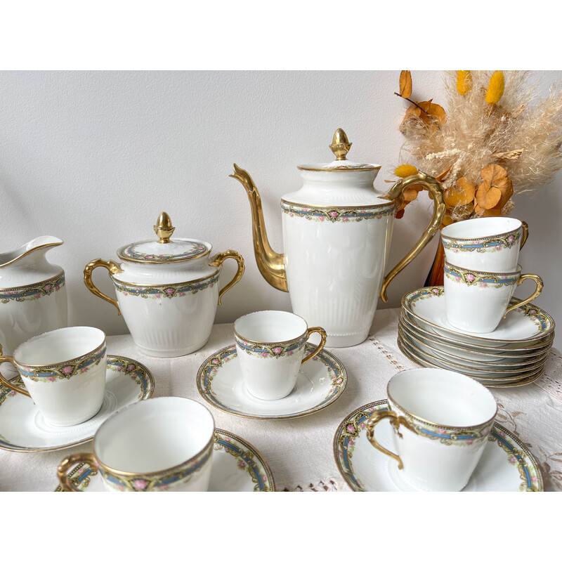 Vintage porcelain tea and coffee service for Chabrol et Poirier, France 1915