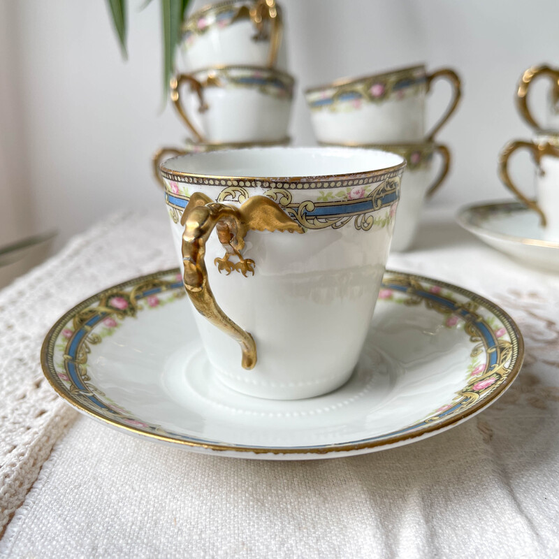 Vintage porcelain tea and coffee service for Chabrol et Poirier, France 1915