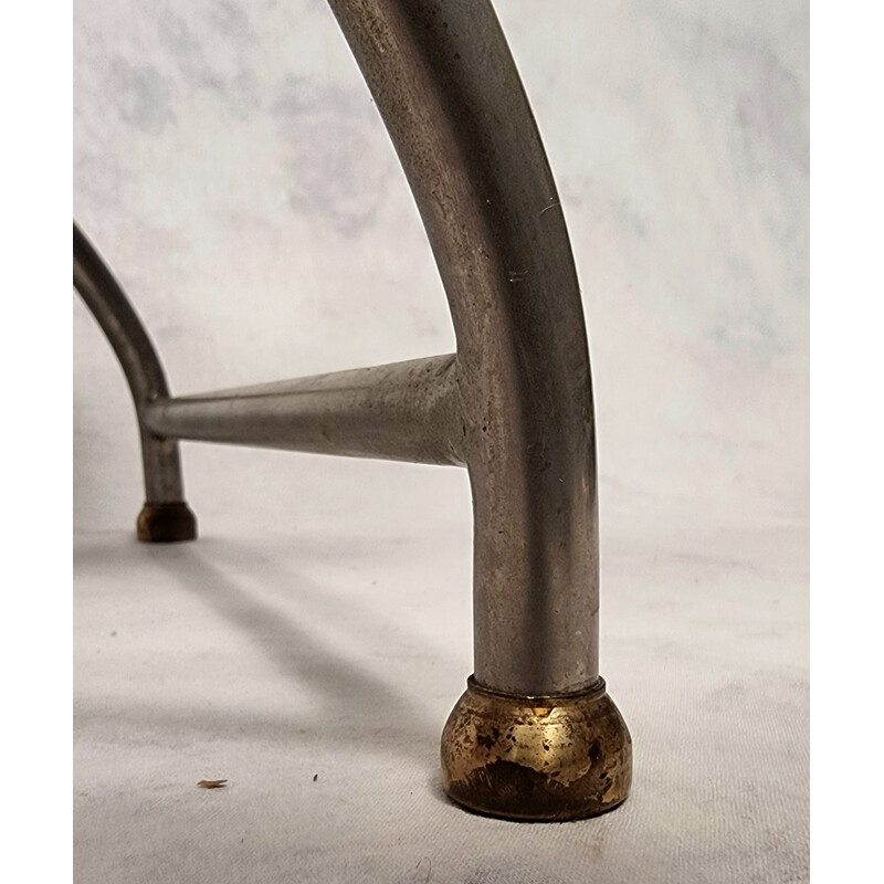 Tabouret vintage Curule en métal et bronze pour La Maison Jansen, France 1950