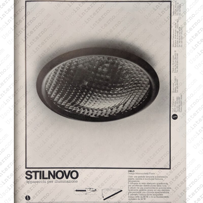 Lámpara de techo vintage de metal "Oblò" de Anna Mazzucchelli y Daniela Fiorin para Stilnovo, 1960