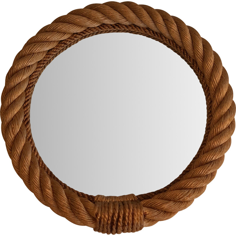 Vintage round rope mirror, France 1970