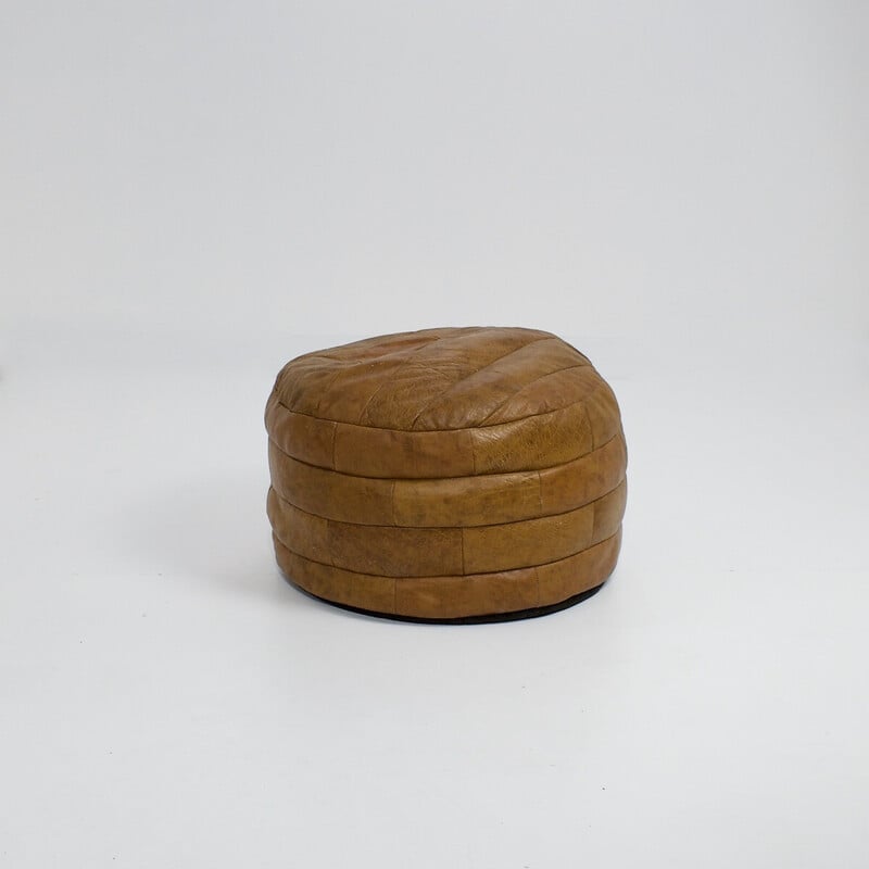 Vintage leather patchwork pouf for De Sede, 1970