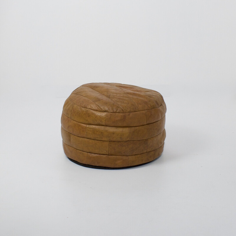 Vintage leather patchwork pouf for De Sede, 1970