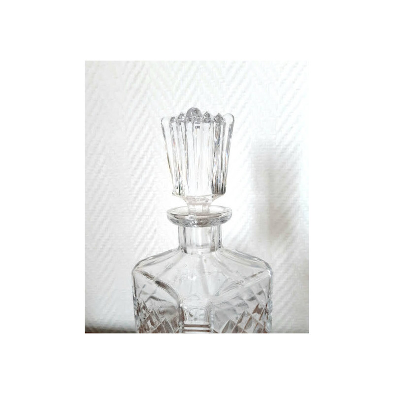 Vintage Diamond Cut Glass Whiskey Decanter