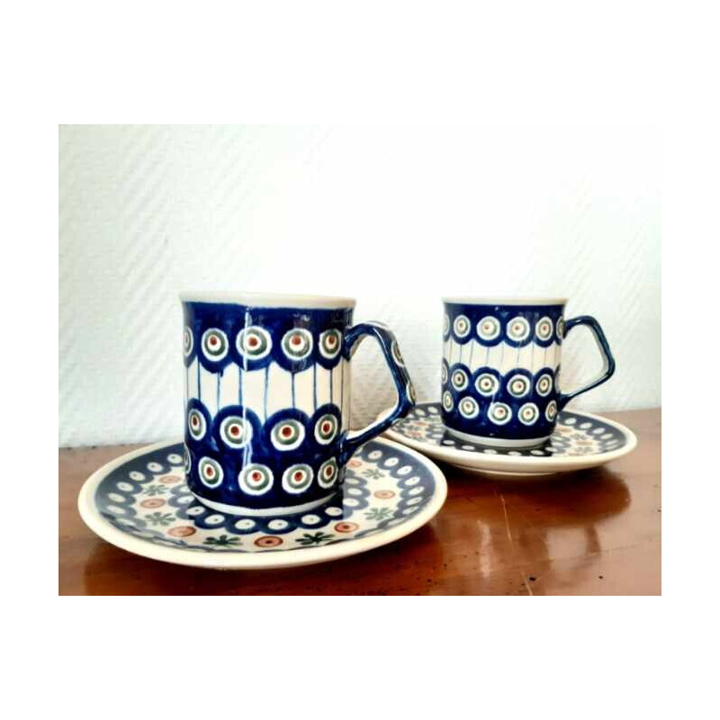 Pair of vintage ceramic cups, Poland 1970