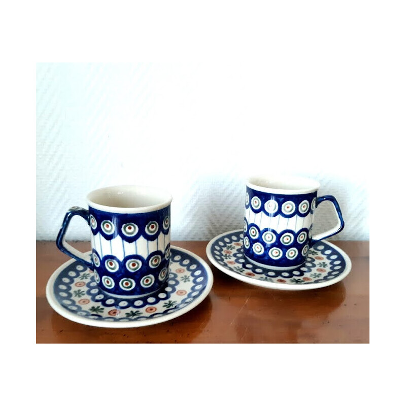 Pair of vintage ceramic cups, Poland 1970
